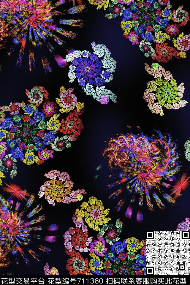 牡丹抽象分型艺术数码印花华亿平台下载（图片编号: 711360） - 瓦栏（Walan）