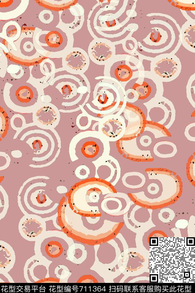 青蓝雅韵系列圆圈组合圆圈与波点数码印花华亿平台下载（图片编号: 711364） - 瓦栏（Walan）