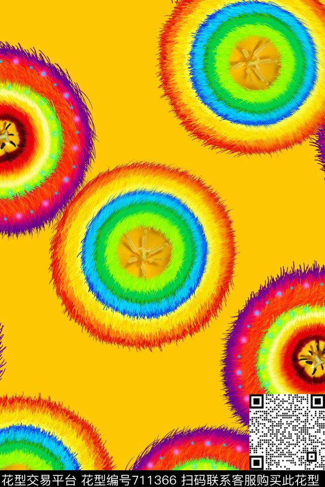 抽象手绘几何圆圈数码印花时尚潮流女装裙子彩色印花分形艺术艳丽印花数码印花华亿平台下载（图片编号: 711366） - 瓦栏（Walan）