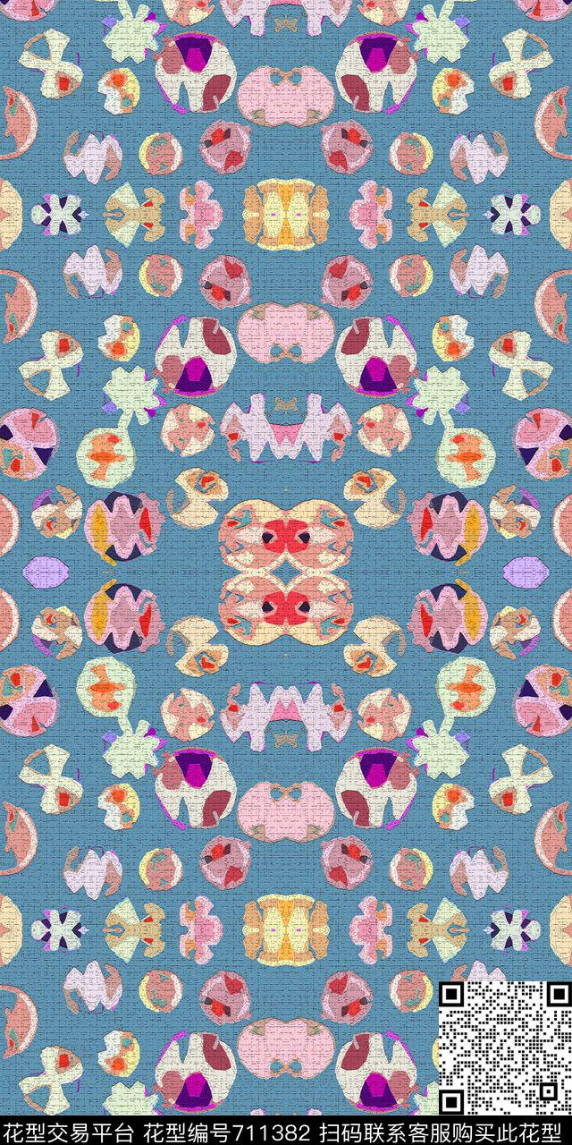 圆圈组合圆圈与波点趣味图案数码印花华亿平台下载（图片编号: 711382） - 瓦栏（Walan）