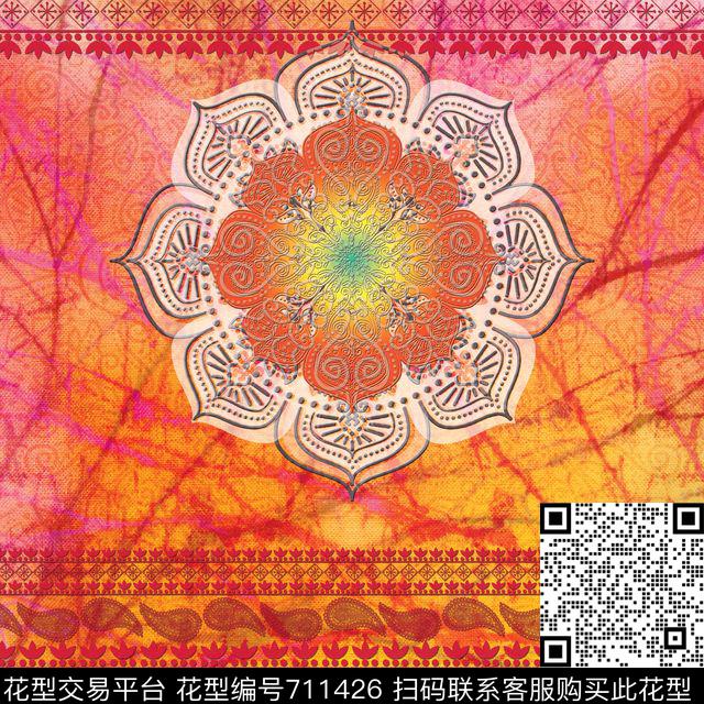 乱花曼陀罗牵牛花数码印花华亿平台下载（图片编号: 711426） - 瓦栏（Walan）