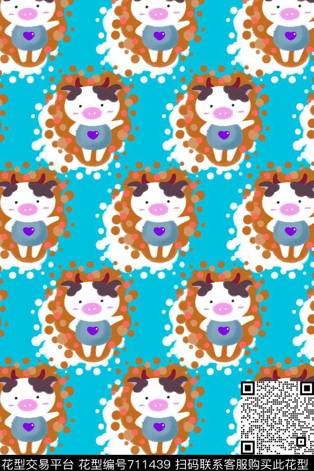 小猪卡通婴童小动物传统印花华亿平台下载（图片编号: 711439） - 瓦栏（Walan）