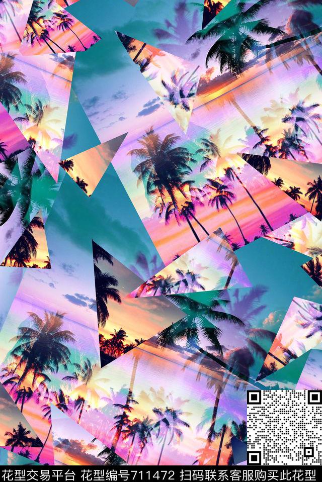 热带度假椰子树数码印花华亿平台下载（图片编号: 711472） - 瓦栏（Walan）