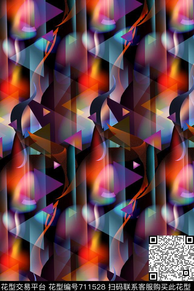 不规则几何趣味几何数码印花华亿平台下载（图片编号: 711528） - 瓦栏（Walan）