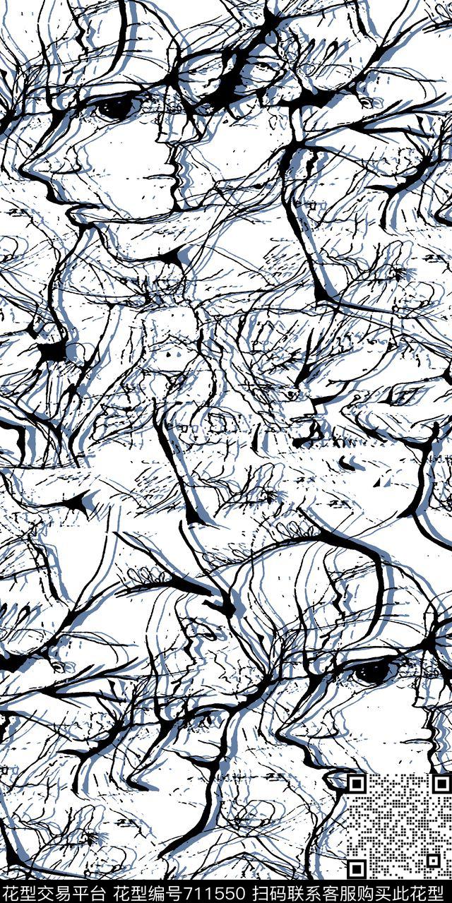 抽象纹理纹理线条男装T恤传统印花华亿平台下载（图片编号: 711550） - 瓦栏（Walan）