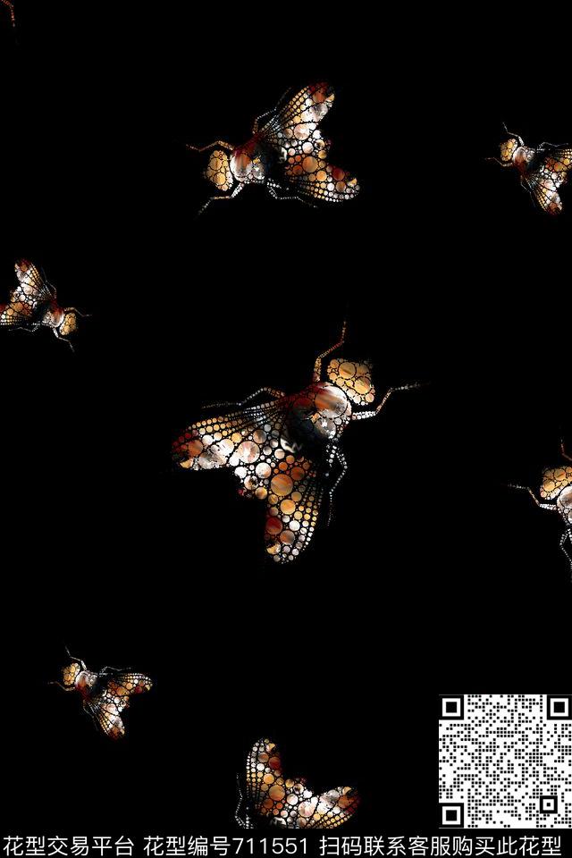 蜜蜂昆虫男装T恤数码印花华亿平台下载（图片编号: 711551） - 瓦栏（Walan）