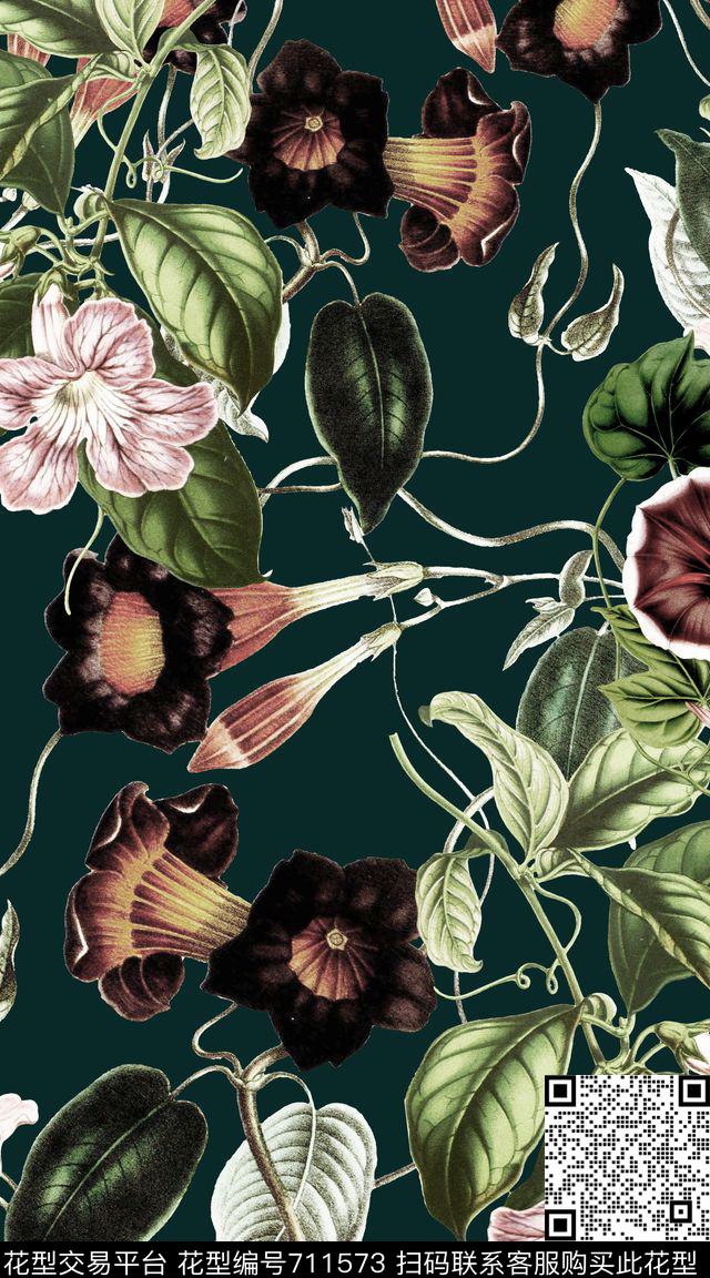清新创意花卉数码印花华亿平台下载（图片编号: 711573） - 瓦栏（Walan）