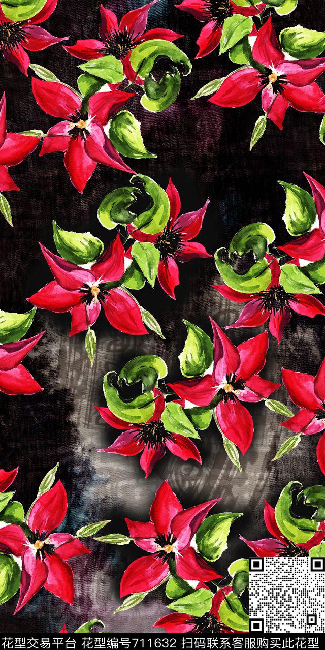 乱花花朵花卉数码印花华亿平台下载（图片编号: 711632） - 瓦栏（Walan）