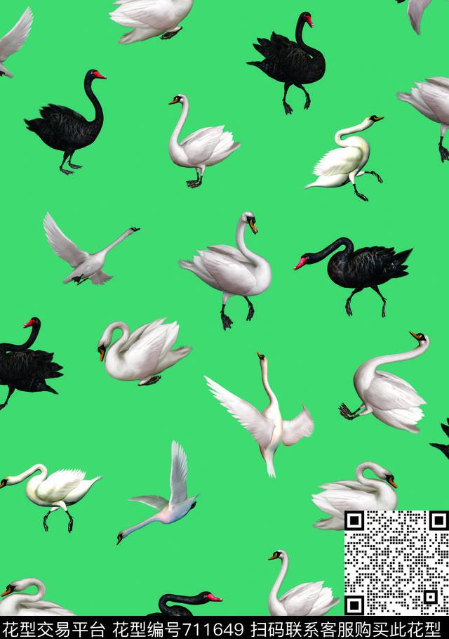 天鹅鸟飞鸟数码印花华亿平台下载（图片编号: 711649） - 瓦栏（Walan）