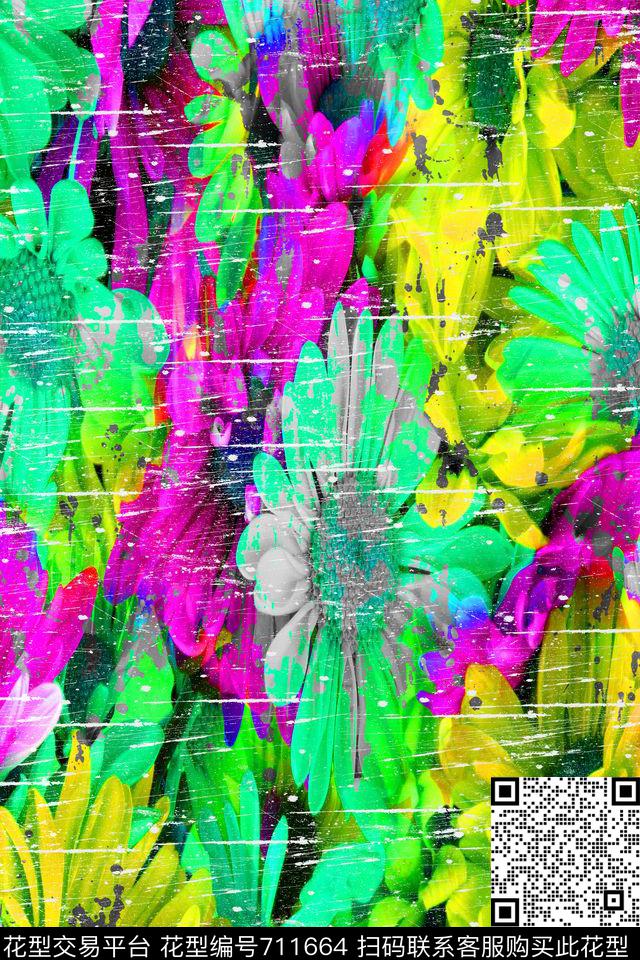 菊花花朵花卉数码印花华亿平台下载（图片编号: 711664） - 瓦栏（Walan）