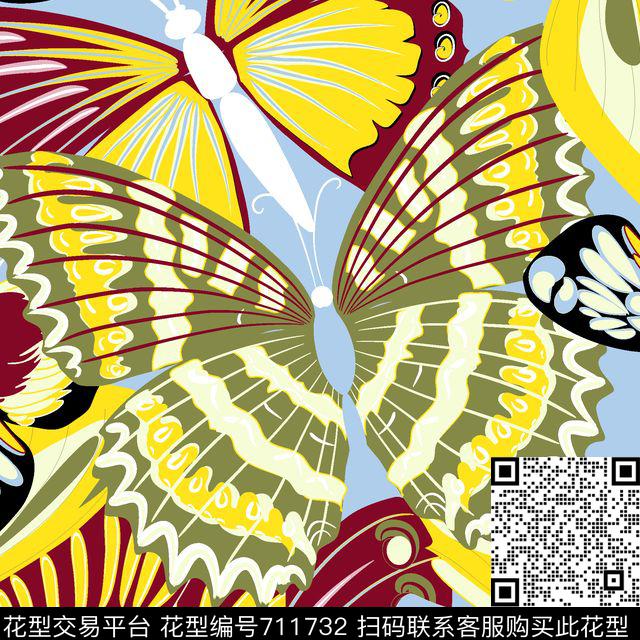 鸟昆虫蝴蝶传统印花华亿平台下载（图片编号: 711732） - 瓦栏（Walan）