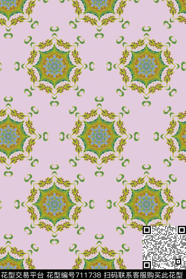 图腾波西米亚民族风传统印花华亿平台下载（图片编号: 711738） - 瓦栏（Walan）