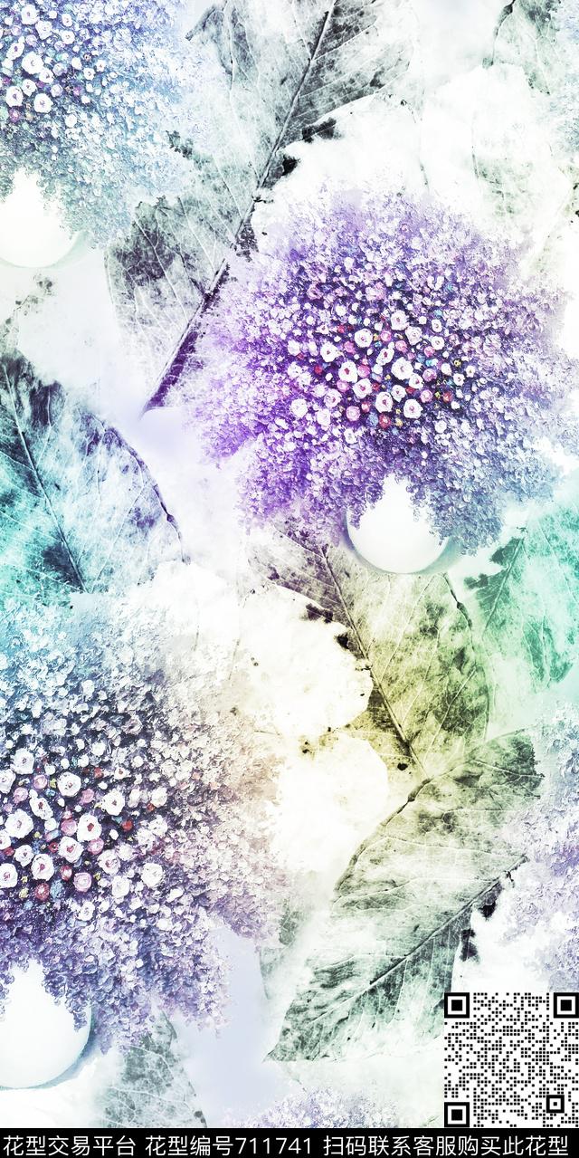 竹叶小碎花叶子数码印花华亿平台下载（图片编号: 711741） - 瓦栏（Walan）