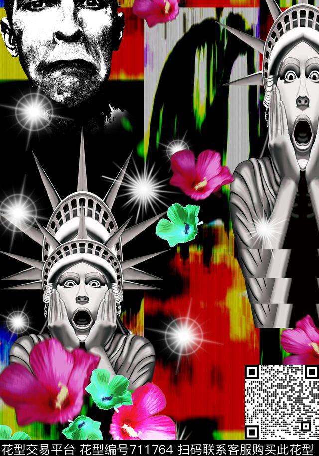 女神像花卉抽象背景传统印花华亿平台下载（图片编号: 711764） - 瓦栏（Walan）