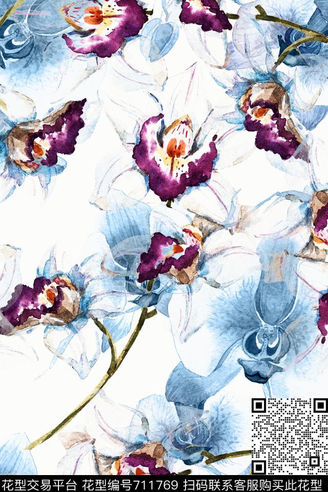 抽象泼墨手绘数码印花华亿平台下载（图片编号: 711769） - 瓦栏（Walan）