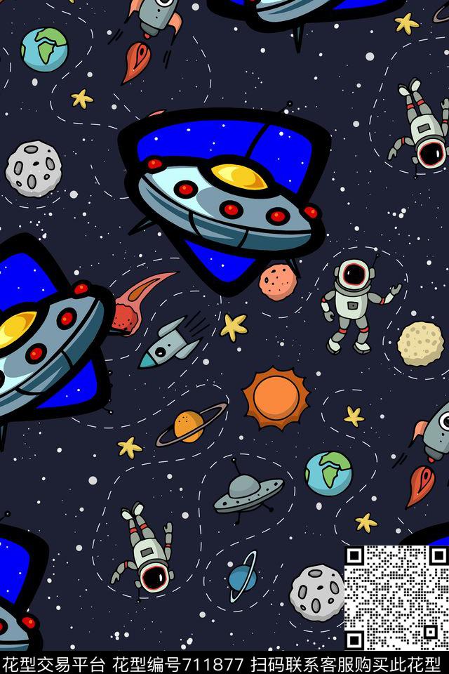航天元素卡通婴童太空传统印花华亿平台下载（图片编号: 711877） - 瓦栏（Walan）