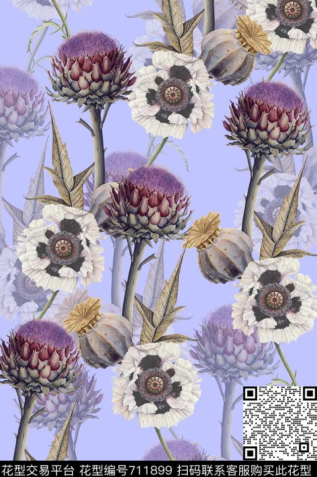 罂粟花花朵花卉数码印花华亿平台下载（图片编号: 711899） - 瓦栏（Walan）