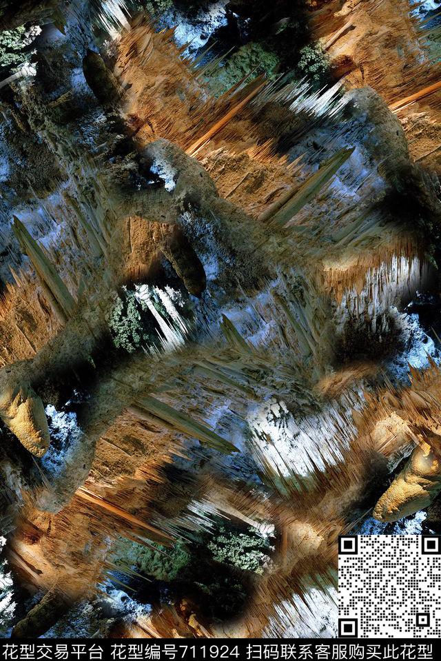 抽象手绘纹理大地石头肌理纹印花时尚潮流女装裙子印花欧美大牌男装夹克外套复古印花数码印花华亿平台下载（图片编号: 711924） - 瓦栏（Walan）