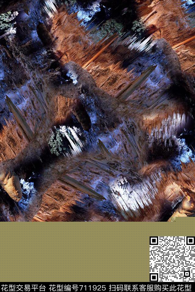 抽象手绘纹理大地石头肌理纹印花时尚潮流女装裙子印花欧美大牌男装夹克外套复古印花数码印花华亿平台下载（图片编号: 711925） - 瓦栏（Walan）