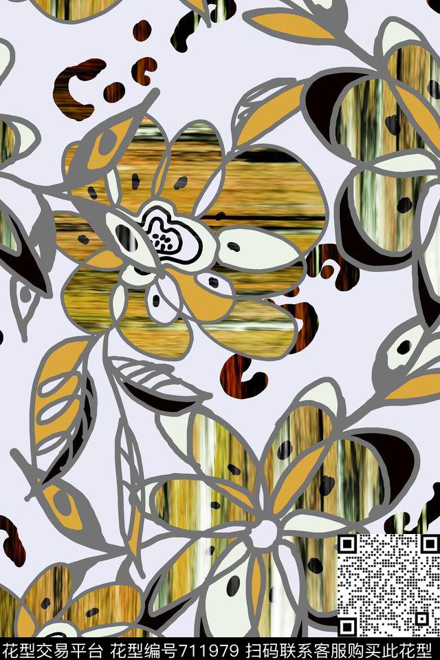 花朵花卉抽象数码印花华亿平台下载（图片编号: 711979） - 瓦栏（Walan）