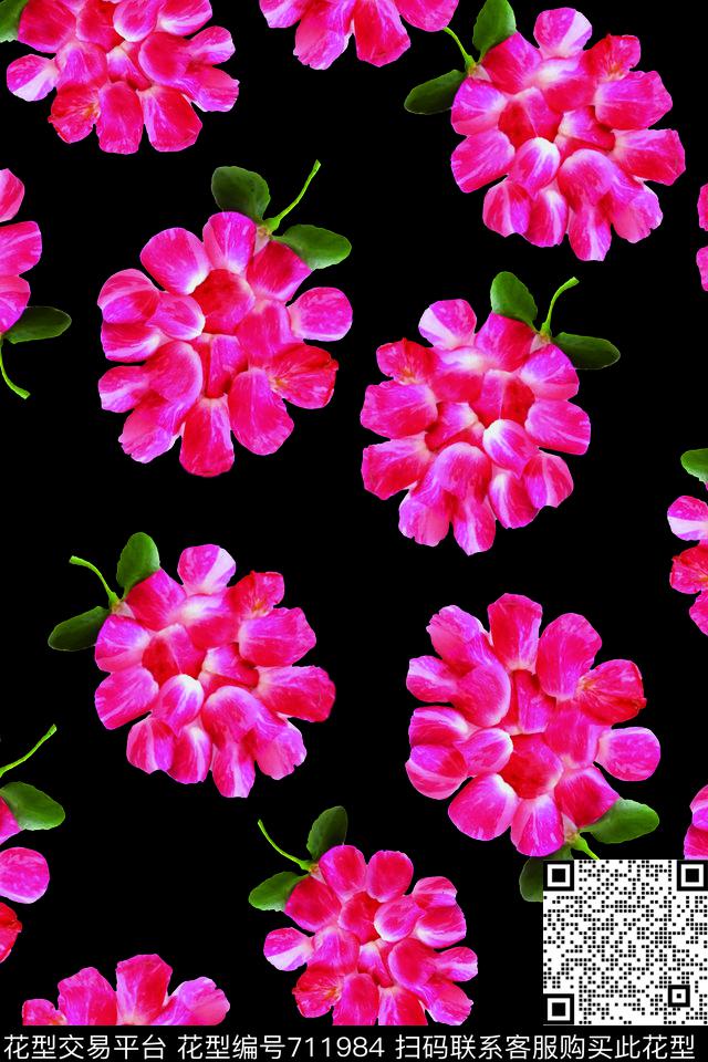 清新花卉水彩数码印花华亿平台下载（图片编号: 711984） - 瓦栏（Walan）