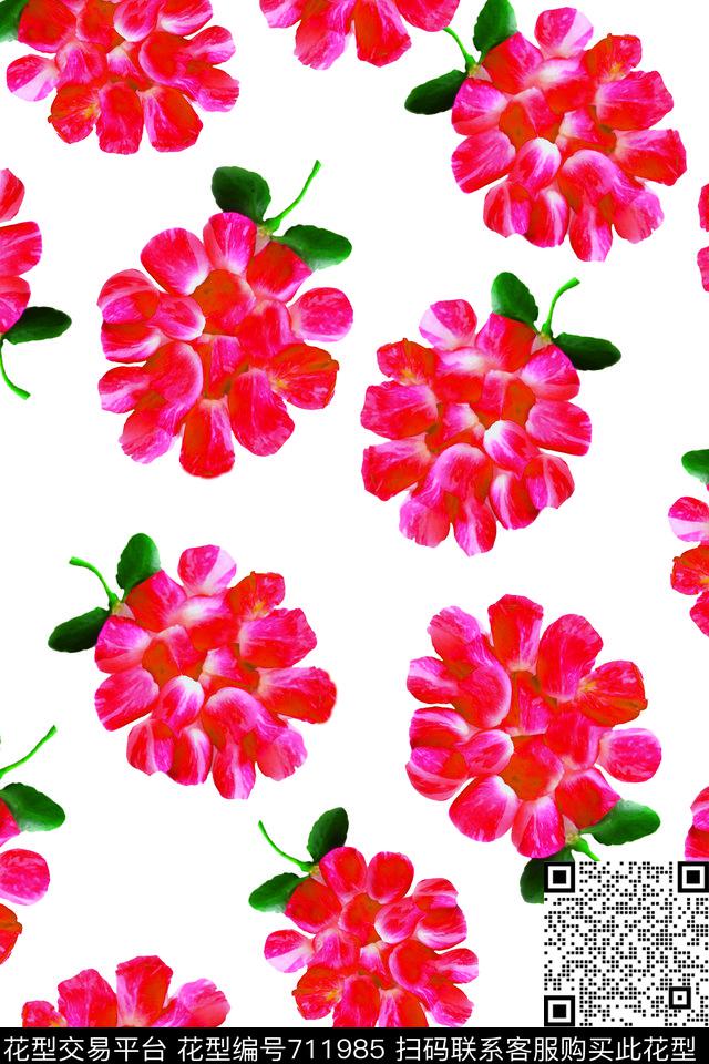 清新花卉水彩数码印花华亿平台下载（图片编号: 711985） - 瓦栏（Walan）