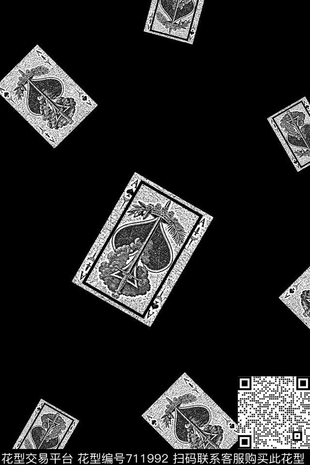 扑克牌男装T恤男装卫衣传统印花华亿平台下载（图片编号: 711992） - 瓦栏（Walan）