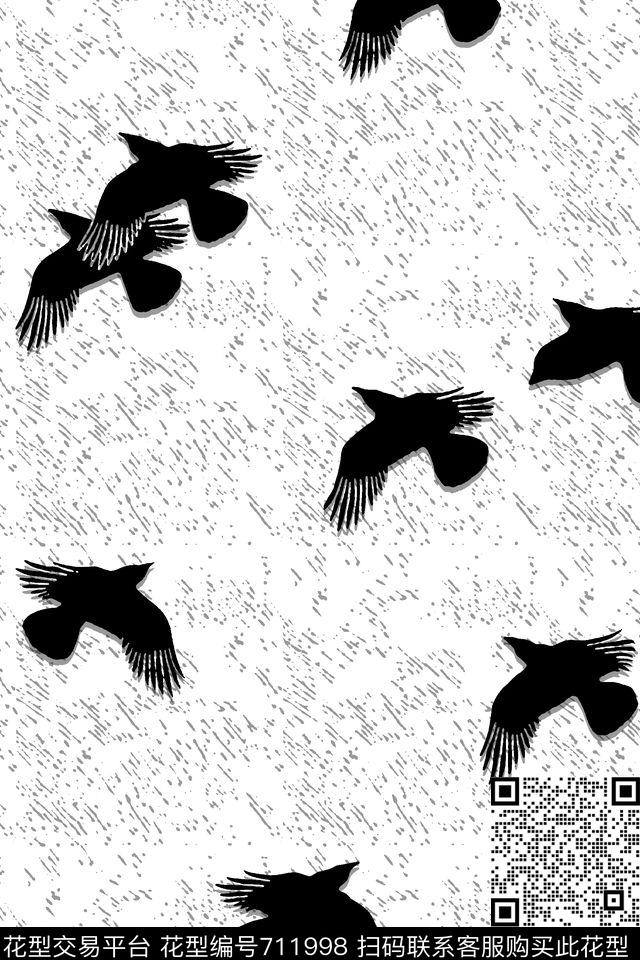 鸟纹理男装恤传统印花华亿平台下载（图片编号: 711998） - 瓦栏（Walan）