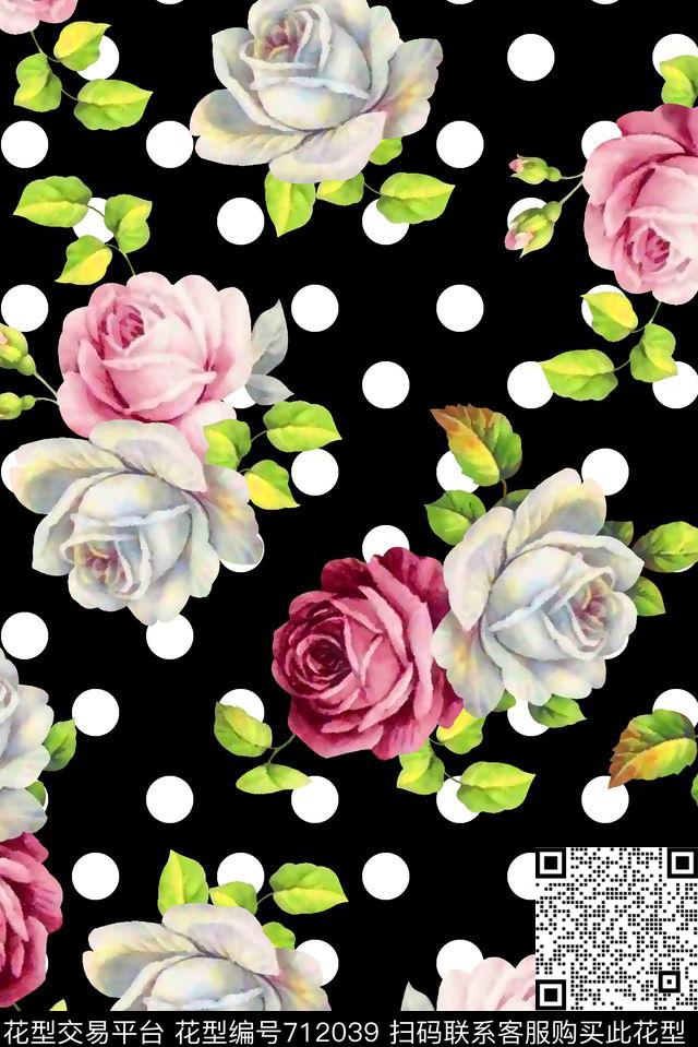 抽象手绘满版花卉水彩大花卉时尚潮流大牌欧美风女装花卉数码印花华亿平台下载（图片编号: 712039） - 瓦栏（Walan）