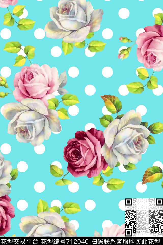 抽象手绘满版花卉水彩大花卉时尚潮流大牌欧美风女装花卉数码印花华亿平台下载（图片编号: 712040） - 瓦栏（Walan）
