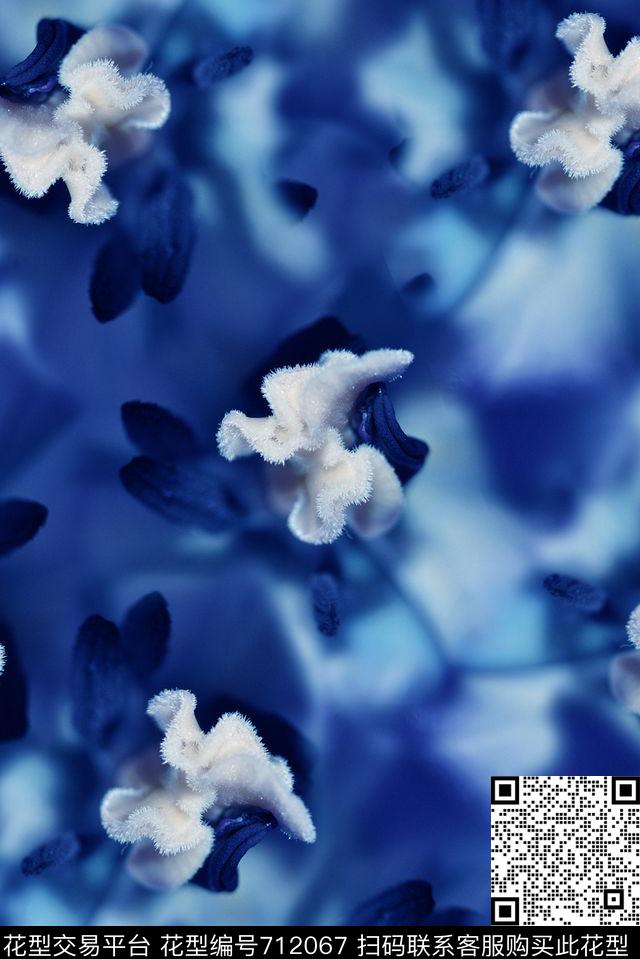 抽象3D植物花卉小碎花数码印花时尚潮流女装裙子外套夹克印花窗帘复古印花数码印花华亿平台下载（图片编号: 712067） - 瓦栏（Walan）