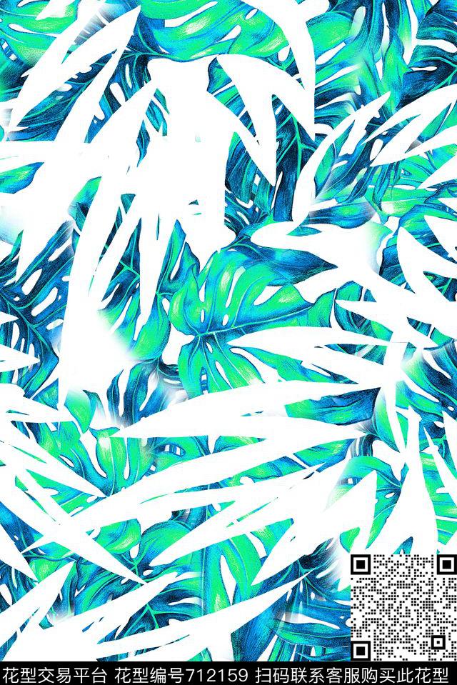 泳装热带棕榈叶数码印花华亿平台下载（图片编号: 712159） - 瓦栏（Walan）
