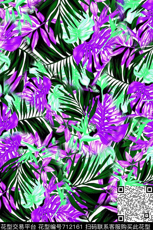 泳装热带棕榈叶数码印花华亿平台下载（图片编号: 712161） - 瓦栏（Walan）