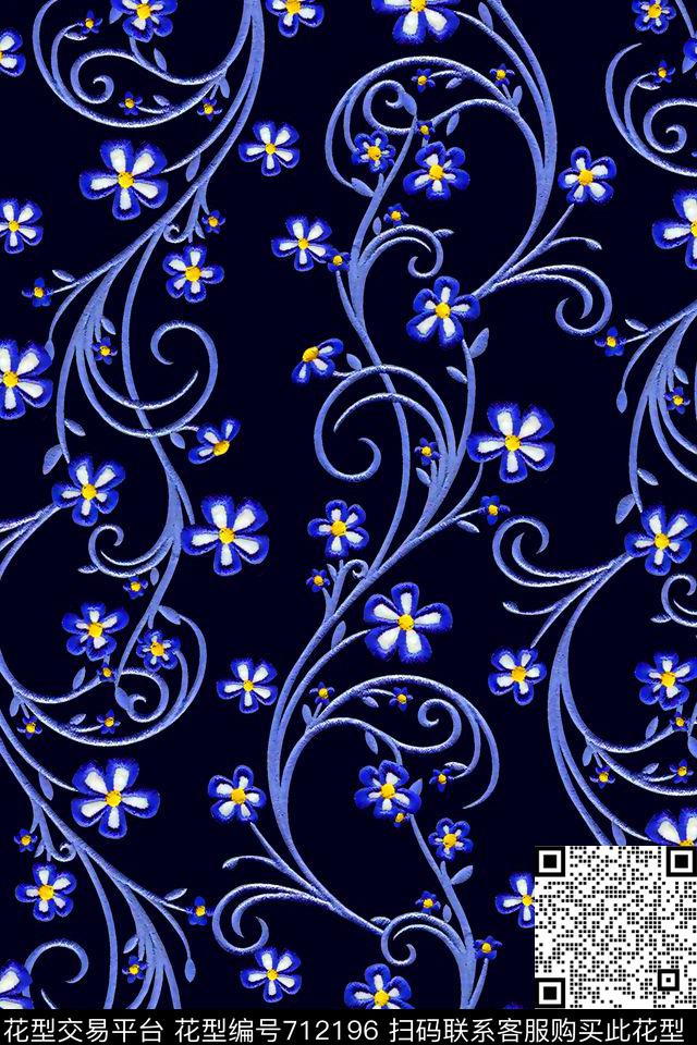 抽象花卉兰花刺绣花卉大牌女装花清爽花卉高清数码花复古花卉数码印花华亿平台下载（图片编号: 712196） - 瓦栏（Walan）