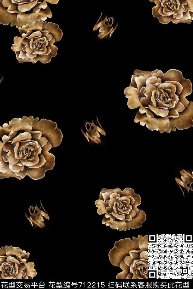 花卉水彩花卉手绘花纹理花卉复古花大牌花卉复古女装花卉女装裙花卉数码印花华亿平台下载（图片编号: 712215） - 瓦栏（Walan）