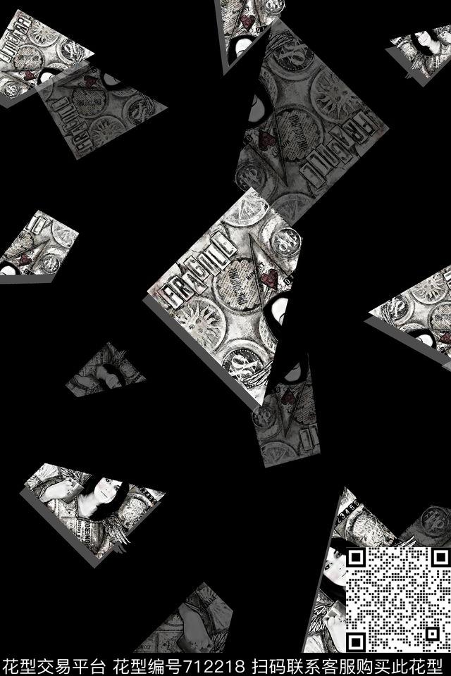 抽象几何拼块纹理几理复古花男装T恤男装卫衣男装羽绒服数码印花华亿平台下载（图片编号: 712218） - 瓦栏（Walan）