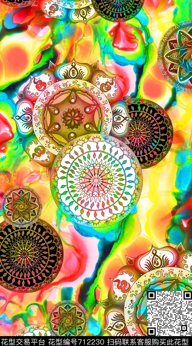 油画抽象创意数码印花华亿平台下载（图片编号: 712230） - 瓦栏（Walan）