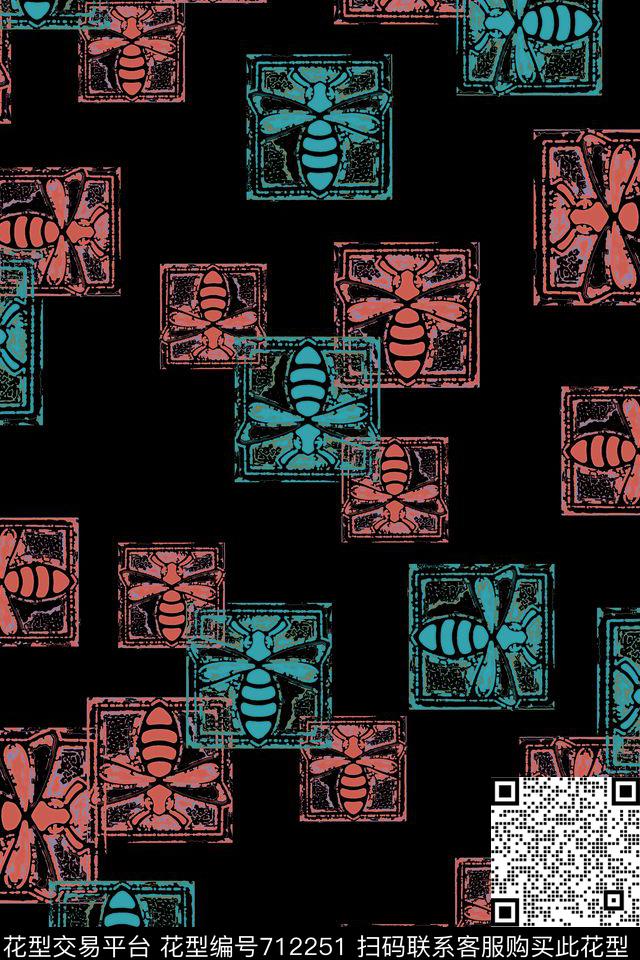 趣味图案复古时尚鸟昆虫图案传统印花华亿平台下载（图片编号: 712251） - 瓦栏（Walan）