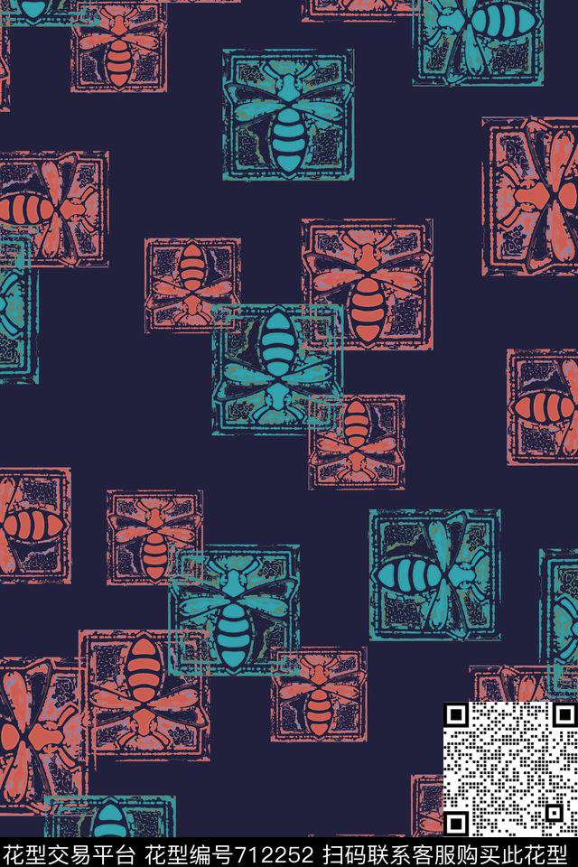 趣味图案复古时尚鸟昆虫图案传统印花华亿平台下载（图片编号: 712252） - 瓦栏（Walan）