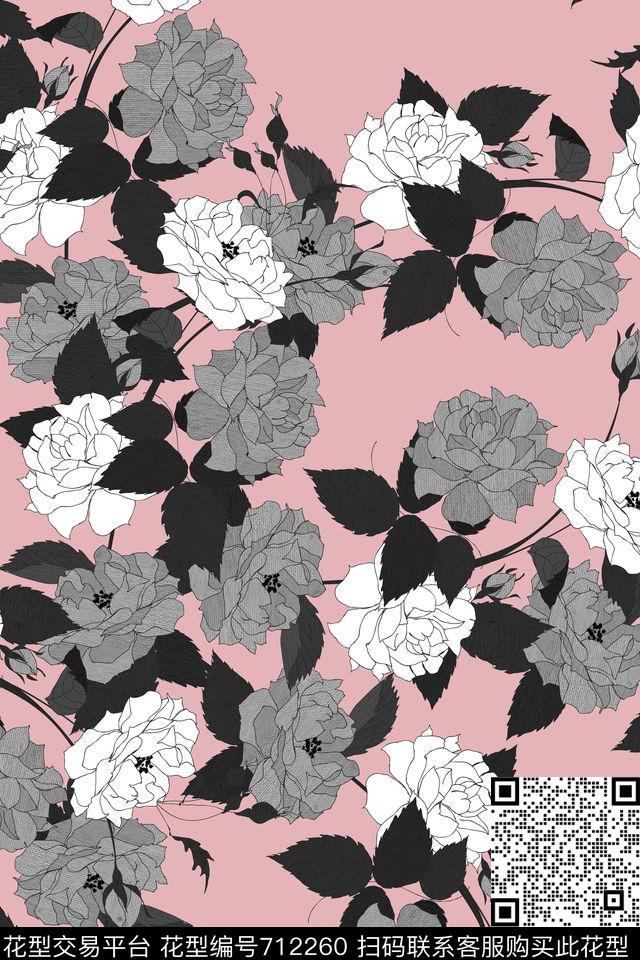 花卉乱花花鸟传统印花华亿平台下载（图片编号: 712260） - 瓦栏（Walan）