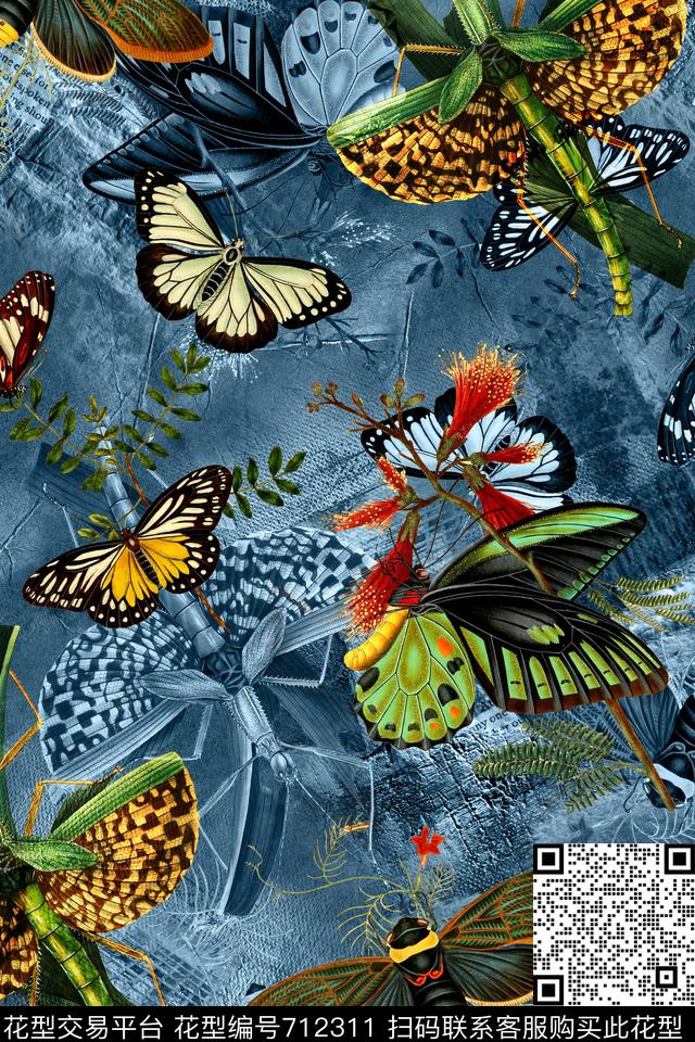 时尚手绘纹理数码印花华亿平台下载（图片编号: 712311） - 瓦栏（Walan）