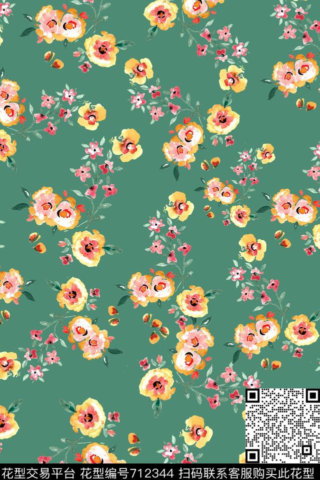 花卉女装花朵数码印花华亿平台下载（图片编号: 712344） - 瓦栏（Walan）