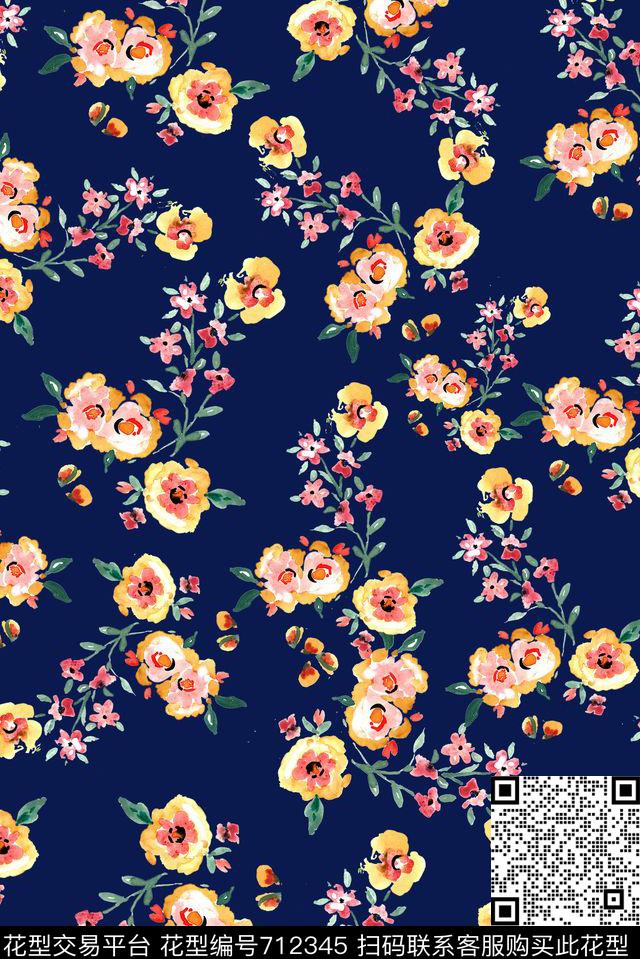 花卉女装花朵数码印花华亿平台下载（图片编号: 712345） - 瓦栏（Walan）