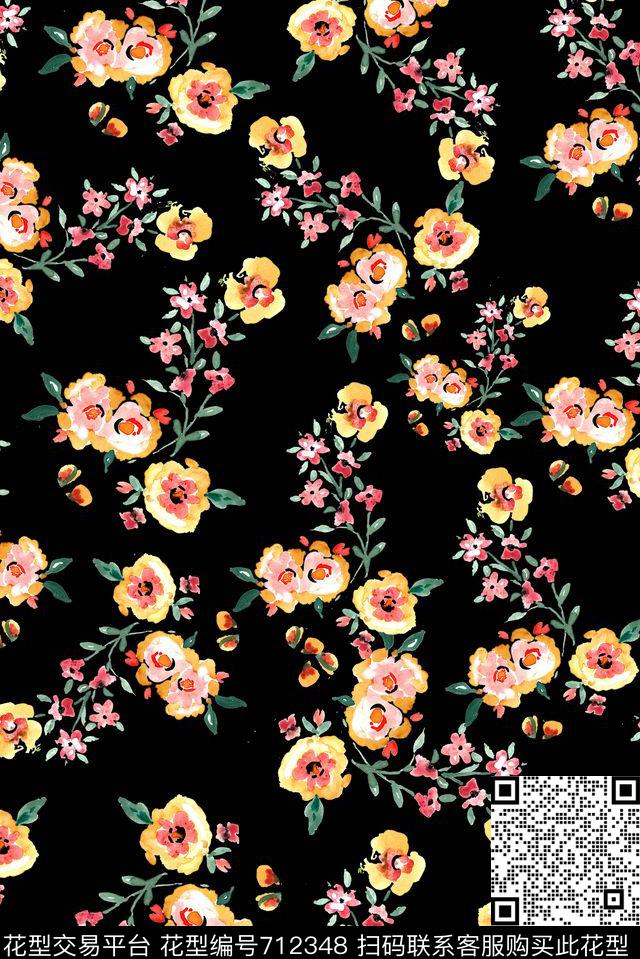花卉女装花朵数码印花华亿平台下载（图片编号: 712348） - 瓦栏（Walan）