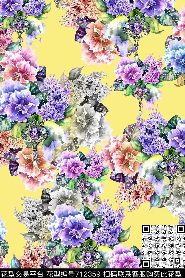 花卉女装花朵数码印花华亿平台下载（图片编号: 712359） - 瓦栏（Walan）