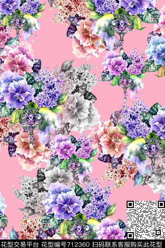 花卉女装花朵数码印花华亿平台下载（图片编号: 712360） - 瓦栏（Walan）