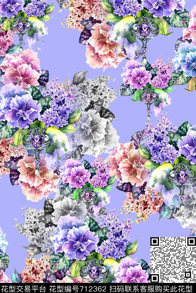 花卉女装花朵数码印花华亿平台下载（图片编号: 712362） - 瓦栏（Walan）