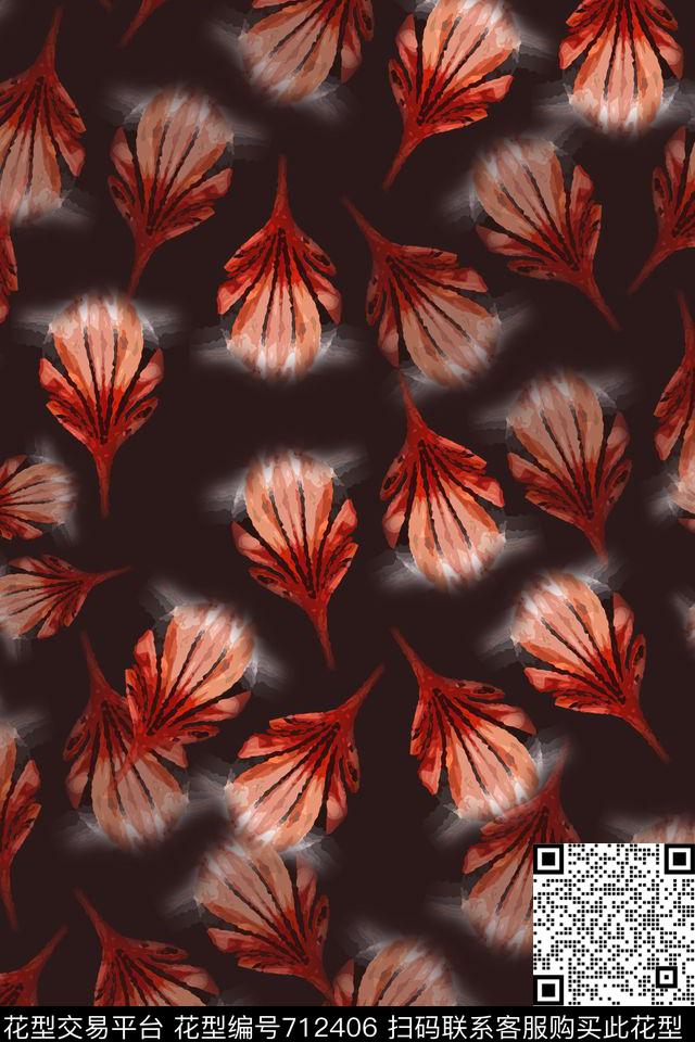 花卉迷彩抽象花卉几何炫彩数码印花华亿平台下载（图片编号: 712406） - 瓦栏（Walan）