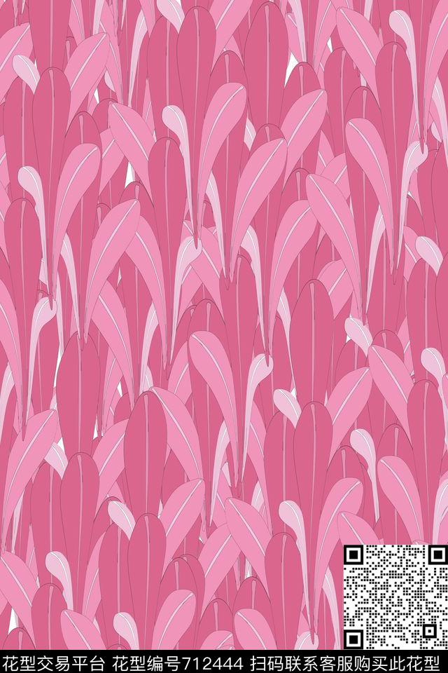 叶子粉红休闲传统印花华亿平台下载（图片编号: 712444） - 瓦栏（Walan）