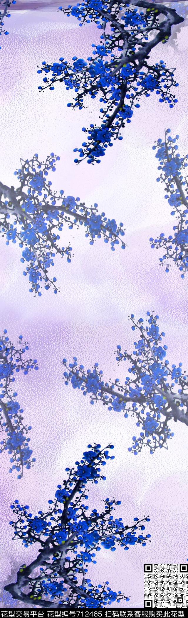梅花桃花花卉数码印花华亿平台下载（图片编号: 712465） - 瓦栏（Walan）